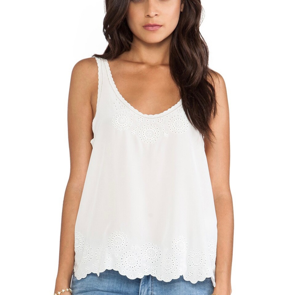 Joie Boyd Eyelet Tank in Porcelain